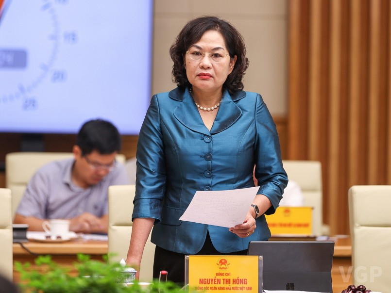 Thống đốc Ngân hàng Nhà nước Nguyễn Thị Hồng phát biểu - Ảnh: VGP