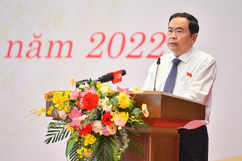 Phó Chủ tịch Thường trực Quốc hội Trần Thanh Mẫn phát biểu tại cuộc gặp mặt