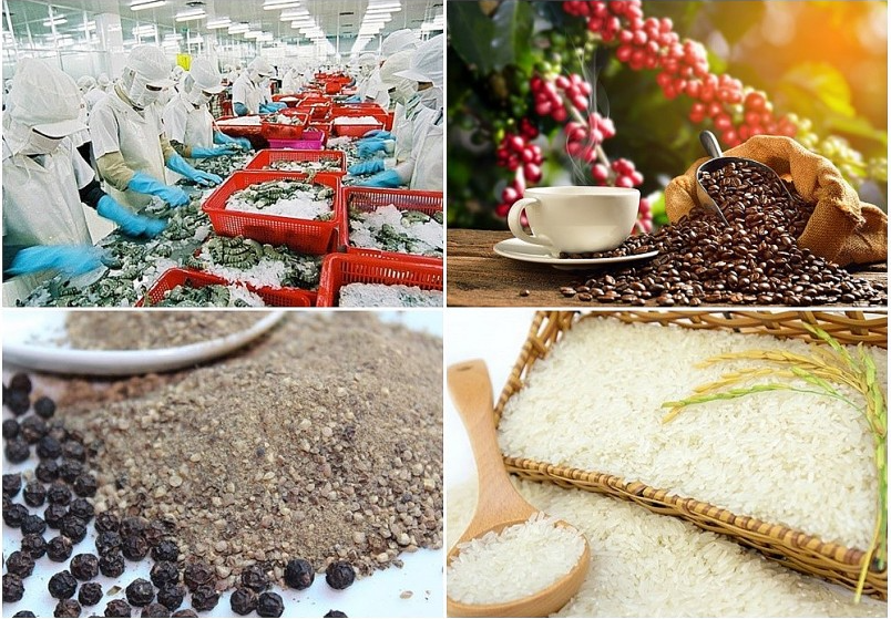  xuất khẩu sang khu vực trên gạo, cà phê, hạt tiêu, thủy sản
