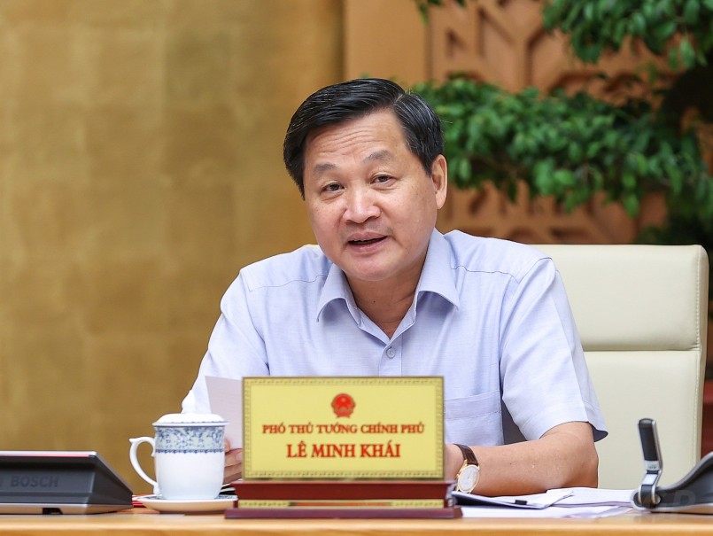 Phó Thủ tướng Lê Minh Khái phát biểu tại Phiên họp - Ảnh: VGP