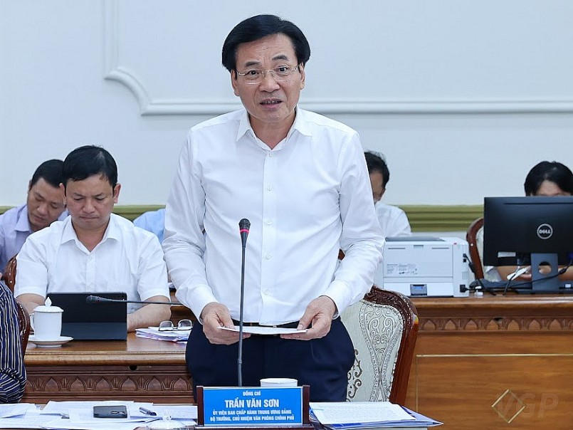 Bộ trưởng, Chủ nhiệm VPCP Trần Văn Sơn phát biểu tại cuộc làm việc - Ảnh: VGP