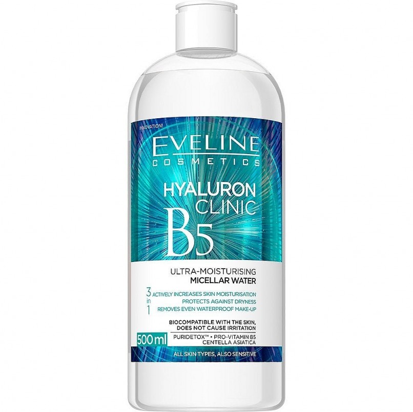 Nước tẩy trang Eveline Hyaluronic Clinic dưỡng ẩm da 500ML