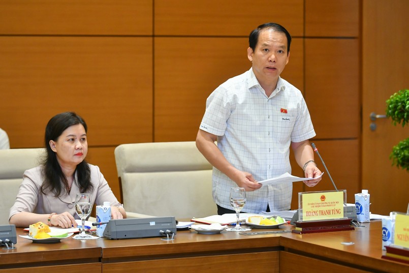 Chủ nhiệm Ủy ban Pháp luật của Quốc hội Hoàng Thanh Tùng phát biểu tại cuộc làm việc