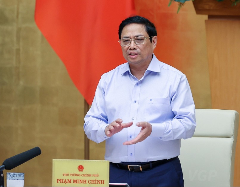 Thủ tướng Phạm Minh Chính yêu cầu tập trung thực hiện tốt chương trình phục hồi và phát triển kinh tế-xã hội, giải ngân vốn đầu tư công và các chương trình mục tiêu quốc gia. Ảnh: VGP