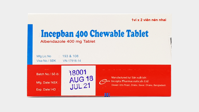 Thu hồi thuốc tẩy giun Incepban 400 Chewable Tablet không đạt chất lượng
