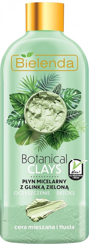 Nước tẩy trang Bielenda BOTANICAL CLAYS Vegan MICELLAR LIQUID với đất sét xanh 500 ml