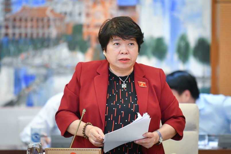 Chủ nhiệm Ủy ban Xã hội Nguyễn Thúy Anh trình bày báo cáo thẩm tra