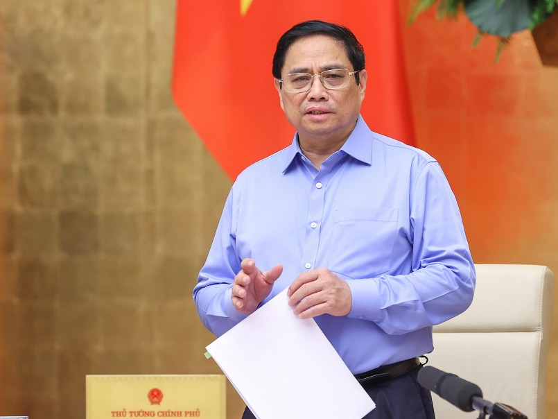 Thủ tướng Chính phủ Phạm Minh Chính chủ trì phiên họp Chính phủ chuyên đề về xây dựng pháp luật tháng 8 năm 2022. Ảnh: VGP