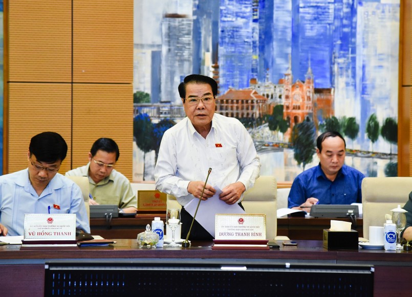 Trưởng ban Dân nguyện Dương Thanh Bình trình bày báo cáo kết quả giám sát