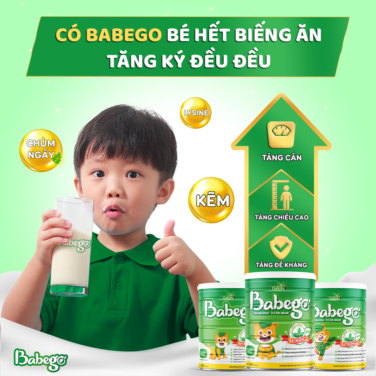 Sữa thảo dược chùm ngây Babego giúp giải quyết dứt điểm tình trạng biếng ăn, kém hấp thu