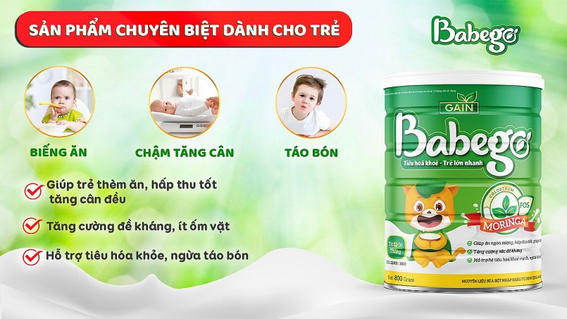 Sữa thảo dược chùm ngây Babego – Bí quyết giúp đẩy lùi biếng ăn, táo bón, chậm tăng cân