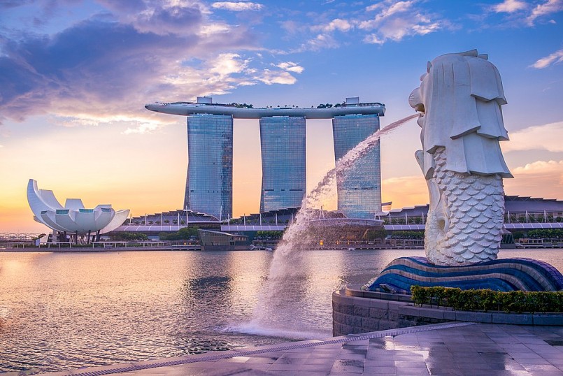 Bức tượng Merlion đặc trưng của quốc đảo Singapore