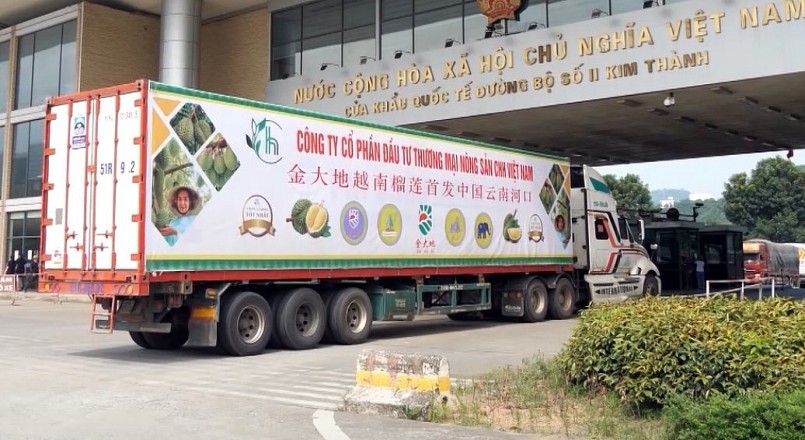140 tấn sầu riêng của Việt Nam được xuất khẩu qua Cửa khẩu Quốc tế đường bộ số II Kim Thành.