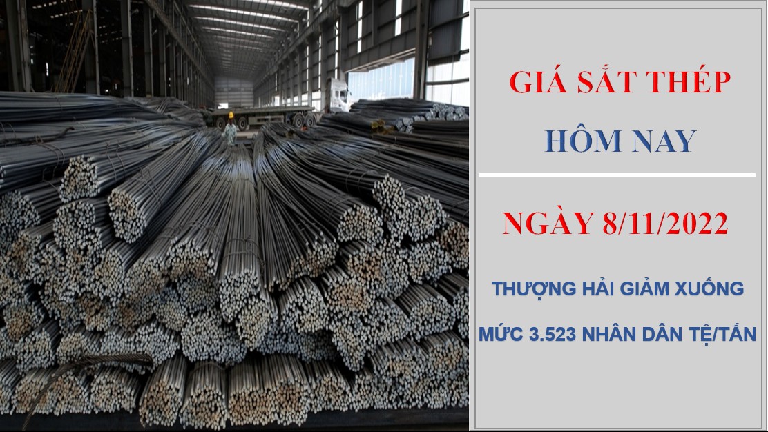 Giá sắt thép hôm nay 8/11/2022: Thượng Hải giảm về mức 3.523 nhân dân tệ/tấn.