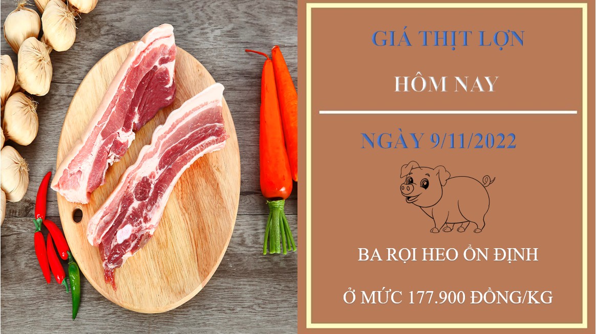Giá thịt heo hôm nay 9/11/2022: Ba rọi heo Meat Deli có giá ổn định 177.900 đồng/kg