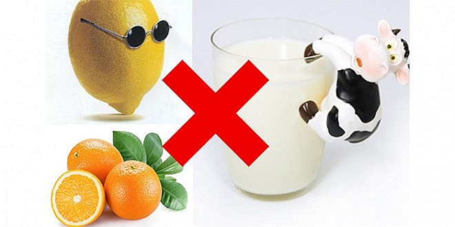 Cần tránh uống nước cam chung với sữa trong một lúc.