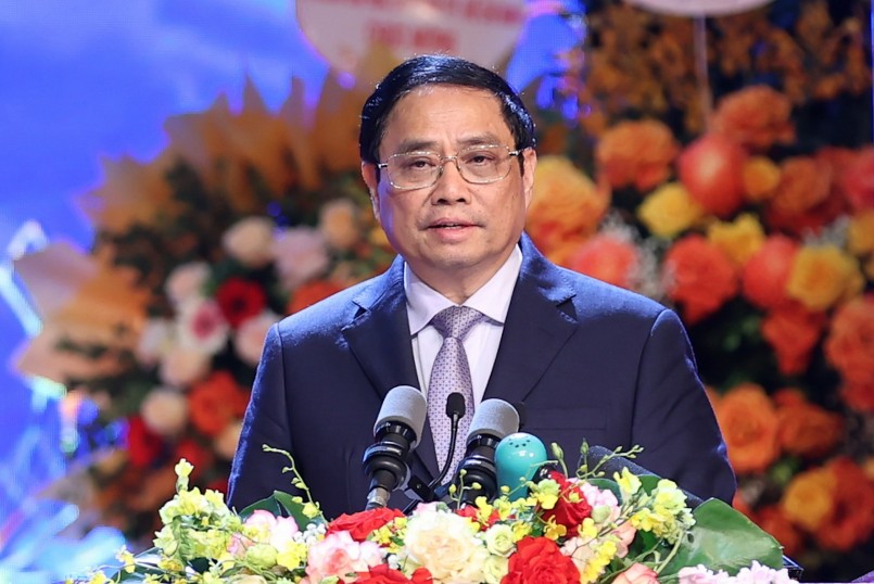 Thủ tướng Phạm Minh Chính phát biểu tại lễ kỷ niệm 40 năm Ngày Nhà giáo Việt Nam (20/11/1982-20/11/2022). Ảnh: VGP