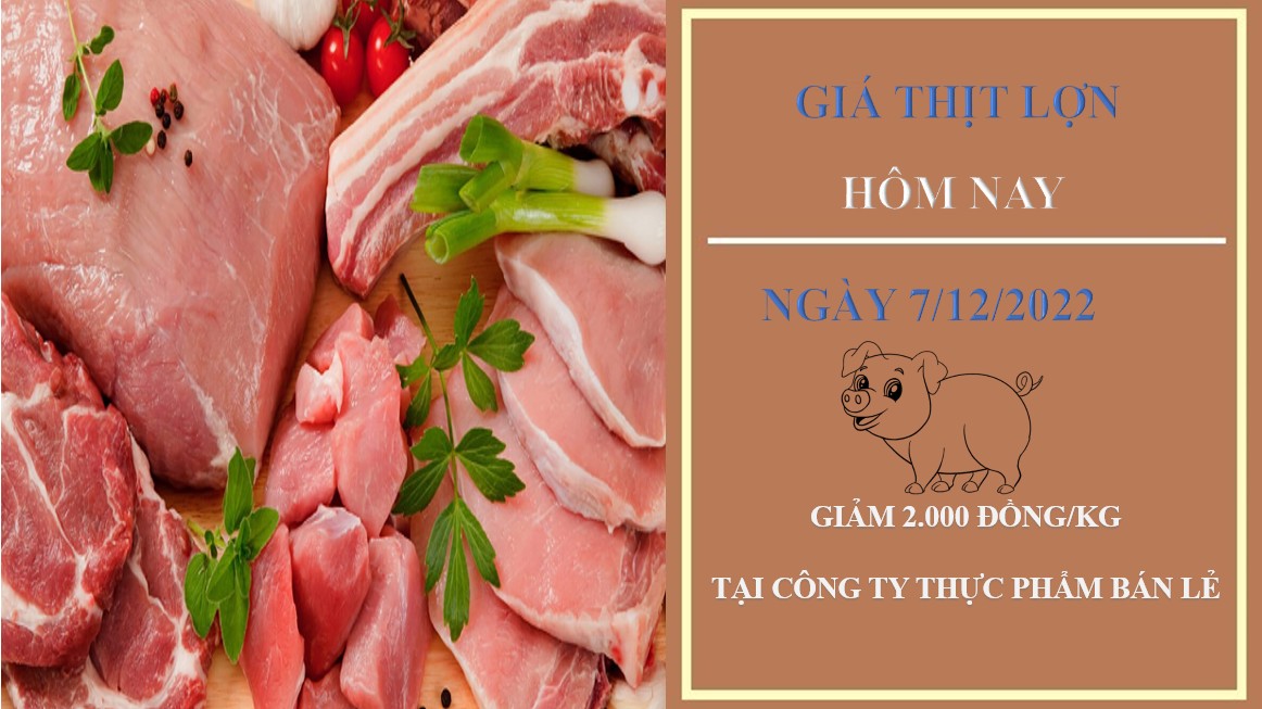 Giá thịt heo hôm nay 7/12/2022: Giảm 2.000 đồng/kg tại Công ty Thực phẩm bán lẻ