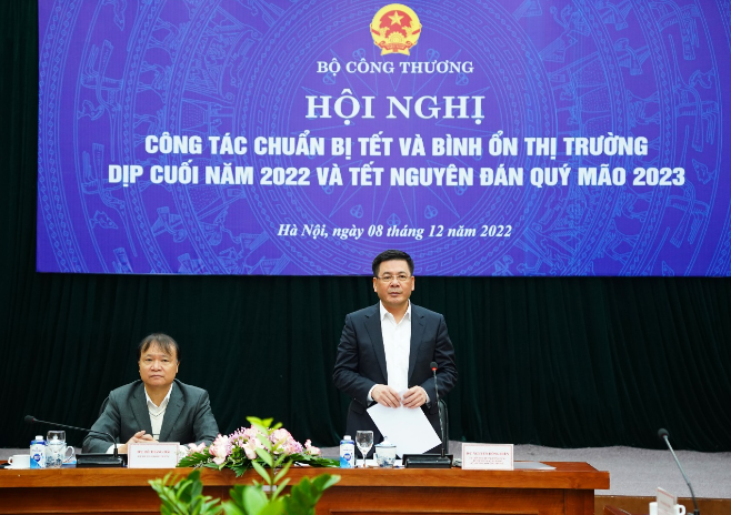 Hội nghị về công tác chuẩn bị Tết, bình ổn thị trường dịp cuối năm 2022 và Tết Quý Mão dưới sự chủ trì của Bộ trưởng Bộ Công Thương Nguyễn Hồng Diên