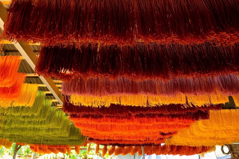 Độc đáo làng nghề sản xuất bún ngũ sắc tại Cao Bằng