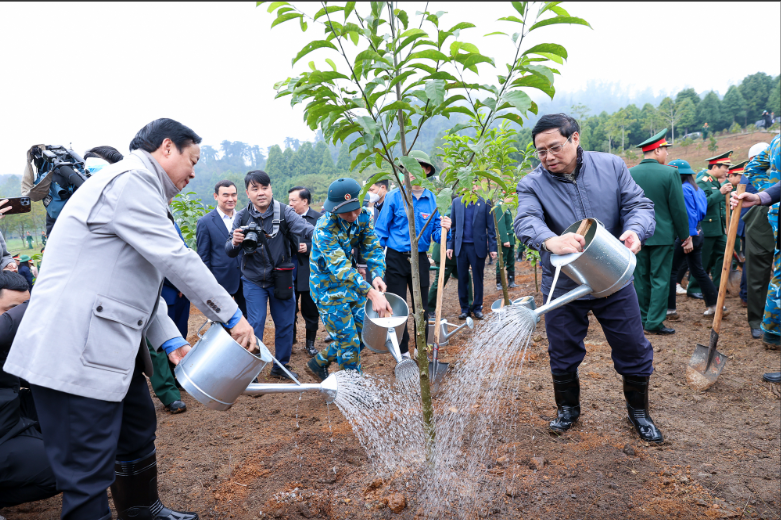 Thủ tướng cho rằng, việc trồng cây không chỉ bảo vệ cảnh quan môi trường và đa dạng sinh học mà còn mang lại nguồn lợi to lớn cho nước ta ở hiện tại và tương lai - Ảnh: VGP