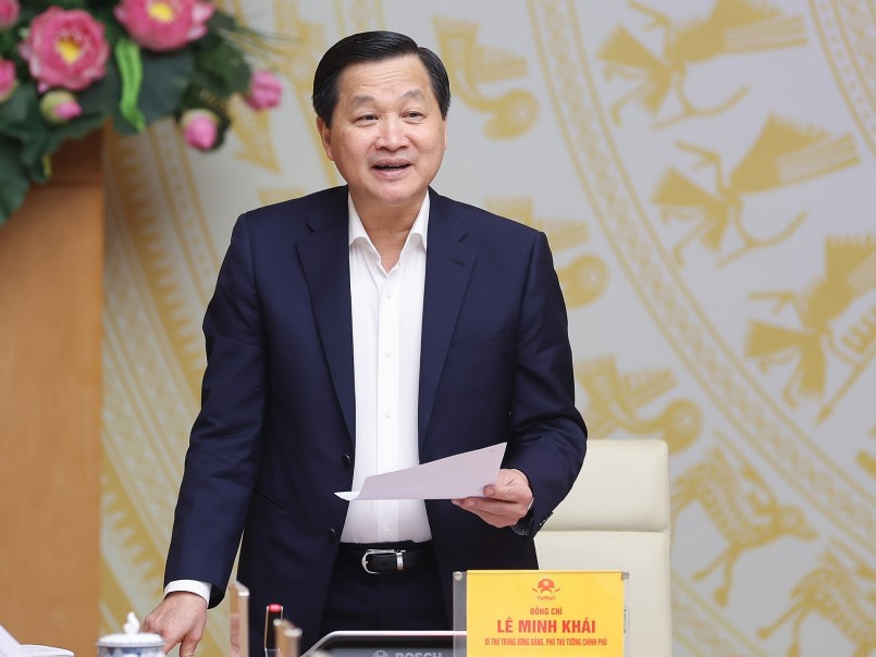 Phó Thủ tướng Lê Minh Khái phát biểu tại Hội nghị - Ảnh: VGP/Nhật Bắc