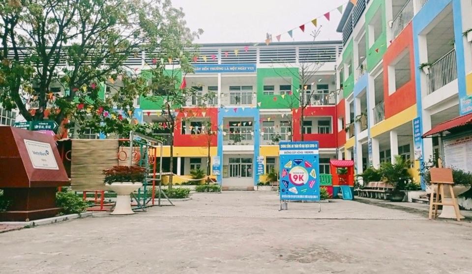 Trường mầm non xã Tiến Thắng (huyện Mê Linh, TP Hà Nội) được xây từ nguồn vốn hỗ trợ quận Tây Hồ.