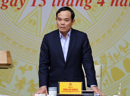 Phó Thủ tướng Trần Lưu Quang phát biểu tại Hội nghị làm việc với Hiệp hội Gỗ và lâm sản, Hiệp hội Chế biến và xuất khẩu thủy sản Việt Nam - Ảnh: VGP