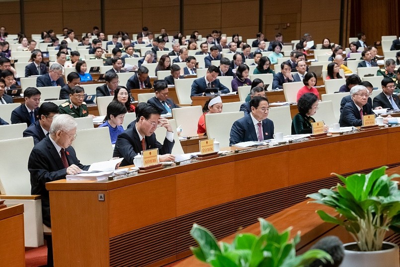 Lãnh đạo Đảng, Nhà nước cùng các đại biểu Quốc hội tại phiên khai mạc Kỳ họp thứ 5, Quốc hội khóa XV