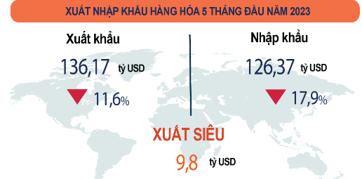 Việt Nam xuất siêu 9,8 tỷ USD trong 5 tháng