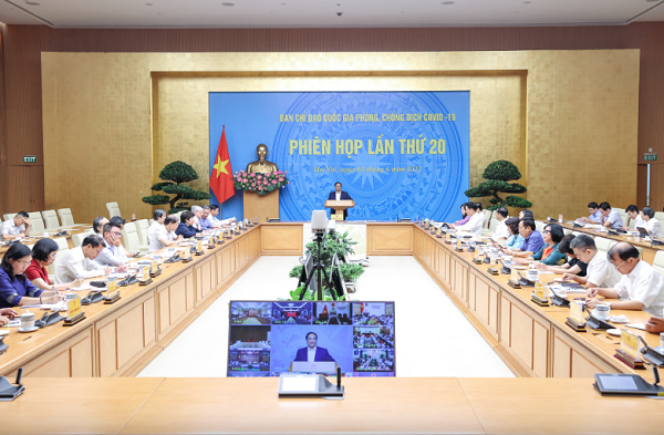 Thủ tướng Chính phủ Phạm Minh Chính, Trưởng Ban Chỉ đạo quốc gia phòng, chống dịch COVID-19 chủ trì phiên họp thứ 20 của Ban Chỉ đạo.