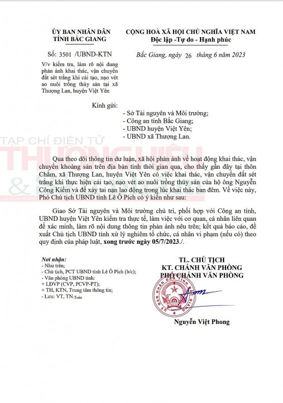 UBND tỉnh Bắc Giang kiểm tra việc khai thác và nuôi trồng thủy sản tại xã Thượng Lan