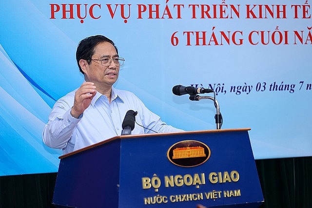 Thủ tướng Phạm Minh Chính: Ngoại giao kinh tế cần tranh thủ mọi cơ hội để thúc đẩy các động lực tăng trưởng. Ảnh: VGP