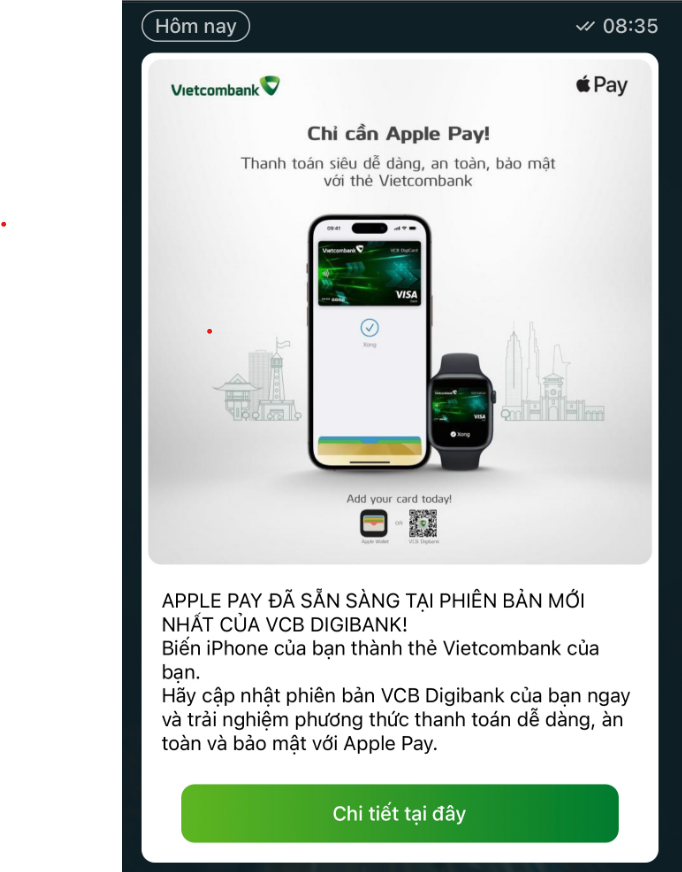Apple bắt đầu hỗ trợ thanh toán qua ví điện tử Apple Pay tại Việt Nam