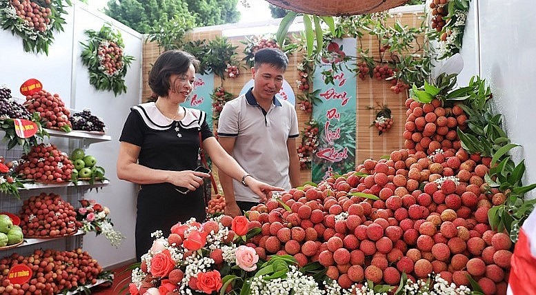 Vải thiều Bắc Giang thường xuyên hiện diện trong các hội chợ, lễ hội về trái cây để quảng bá thương hiệu.