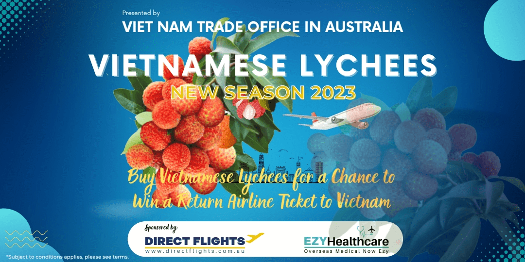 Hàng loạt các poster quảng bá quả vải Việt Nam được triển khai