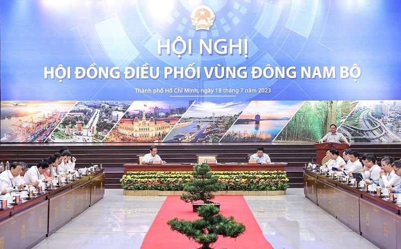 Thủ tướng Phạm Minh Chính chủ trì Hội nghị lần thứ nhất của Hội đồng điều phối vùng Đông Nam Bộ - Ảnh: VGP