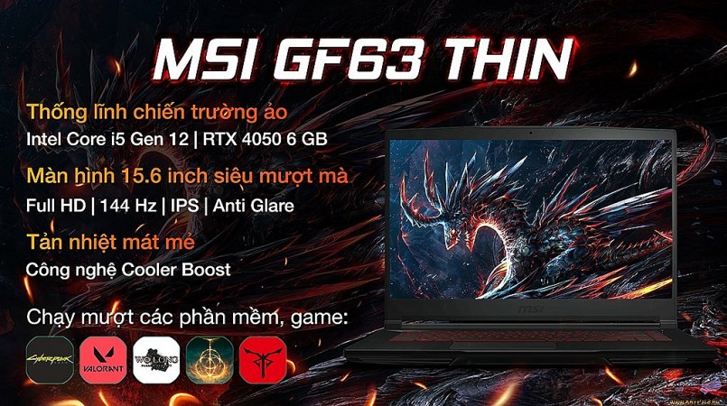 Laptop MSI GF63 Thin 12VE: Sản phẩm 