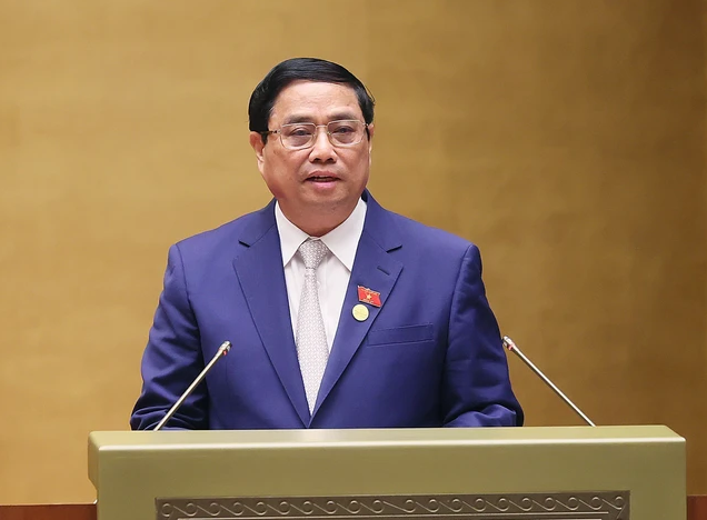 Thủ tướng Phạm Minh Chính trình bày báo cáo về tình hình kinh tế - xã hội trong phiên khai mạc kỳ họp thứ 6, Quốc hội khóa XV