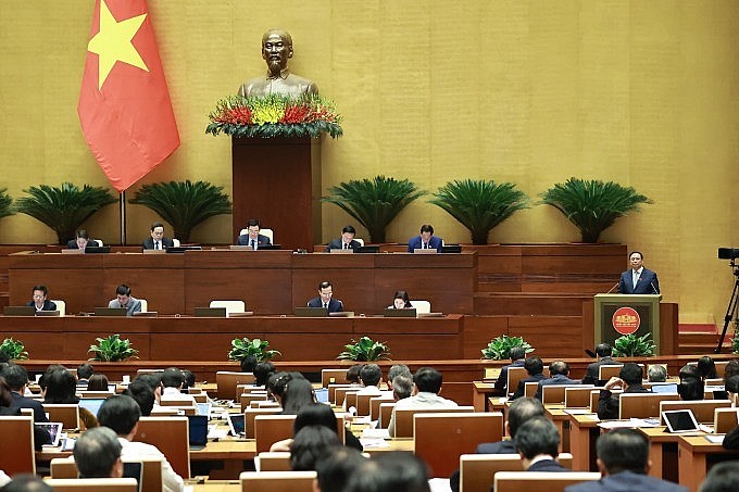 Thủ tướng Phạm Minh Chính trả lời chất vấn tại Quốc hội. Ảnh: Hoàng Phong