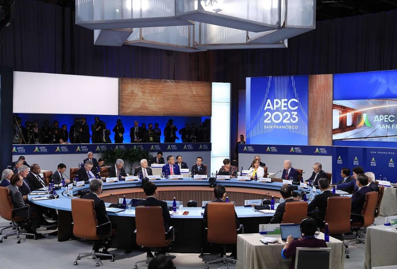 Toàn cảnh phiên họp hẹp lãnh đạo các nền kinh tế APEC. Ảnh: TTXVN