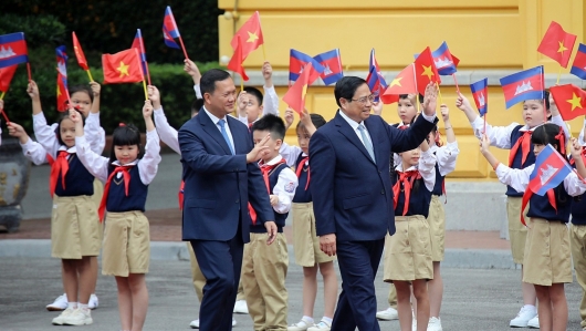 Thủ tướng Phạm Minh Chính chủ trì lễ đón Thủ tướng Campuchia Hun Manet