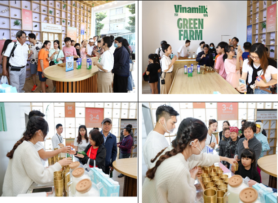 Người tiêu dùng thưởng thức thử dòng sản phẩm Vinamilk Green Farm mới tại sự kiện “Trải nghiệm thưởng thức - Chu du miền vị giác cùng Vinamilk Green Farm” ở TPHCM (ảnh 1a, 1b) và Hà Nội (ảnh 1c, 1d). Ảnh: Vi Nam