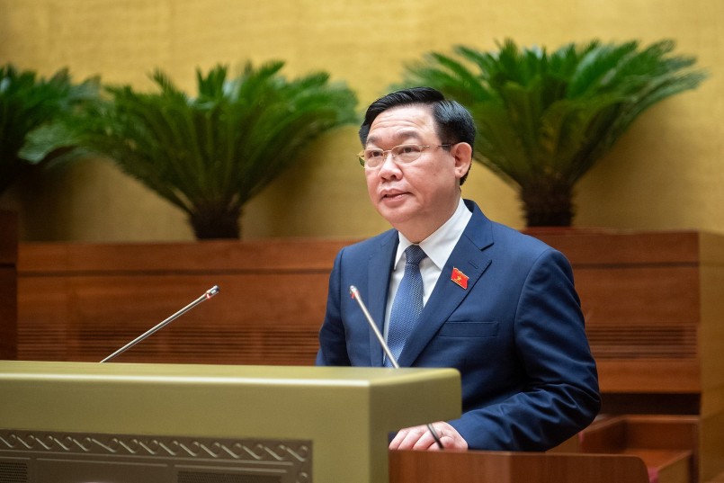 Chủ tịch Quốc hội Vương Đình Huệ phát biểu bế mạc kỳ họp.