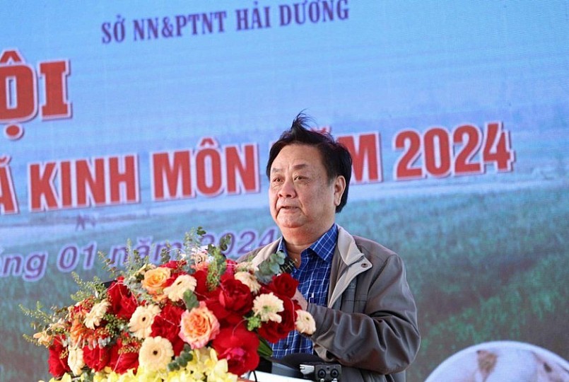 Bộ trưởng Bộ Nông nghiệp &PTNT Lê Minh Hoan phát biểu tại lễ hội.