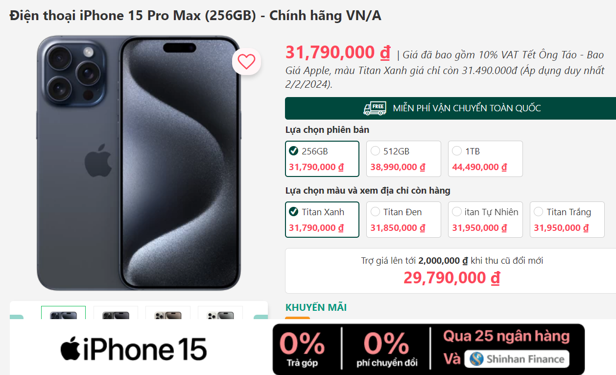 iPhone 15 Pro Max giá tốt nhất từ trước đến nay