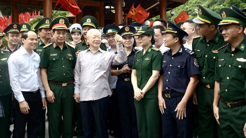 Tổng Bí thư Nguyễn Phú Trọng đến thăm và làm việc tại Cửa khẩu Quốc tế Hữu Nghị hồi tháng 8/2023. (Ảnh: Văn Hiếu)