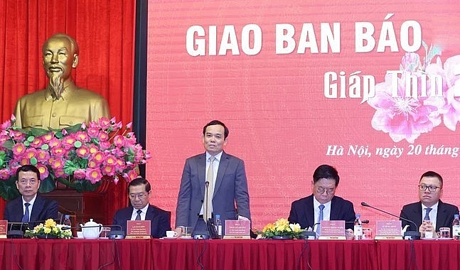 Ủy viên Trung ương Đảng, Phó Thủ tướng Trần Lưu Quang phát biểu tại hội nghị. (Ảnh TTXVN)