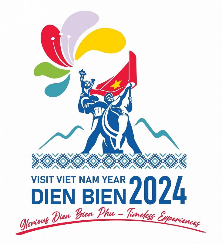 Biểu trưng và khẩu hiệu Năm Du lịch quốc gia 2024 phiên bản tiếng Anh.