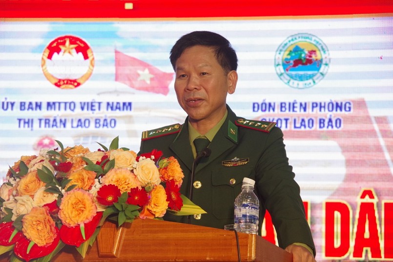 Đại tá Ngô Xuân Thường - Ủy viên Ban Thường vụ, Phó Chính ủy Bộ đội Biên phòng tỉnh Quảng Trị phát biểu chỉ đạo